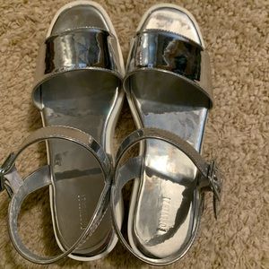 White and Silver Platform sandals